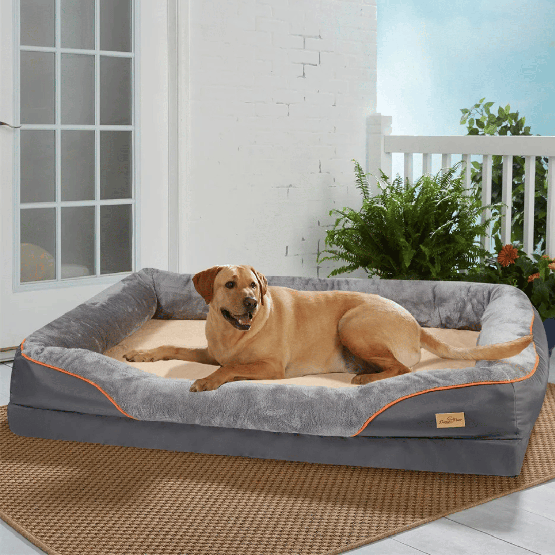 Orthopedic Dog Bed Nest Bolster Washable Grey Orange Large XL 2XL 3XL Joint Support Memory Foam Dog Sofa Bed Removable Cover | Koossa
