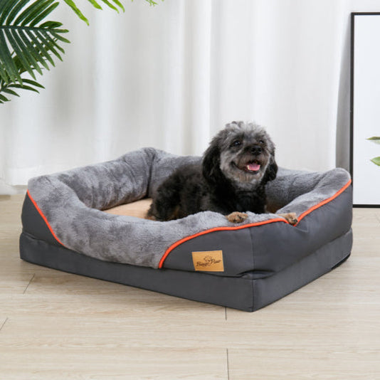 Orthopedic Dog Bed Nest Bolster Washable Grey Orange Large XL 2XL 3XL Joint Support Memory Foam Dog Sofa Bed Removable Cover | Koossa