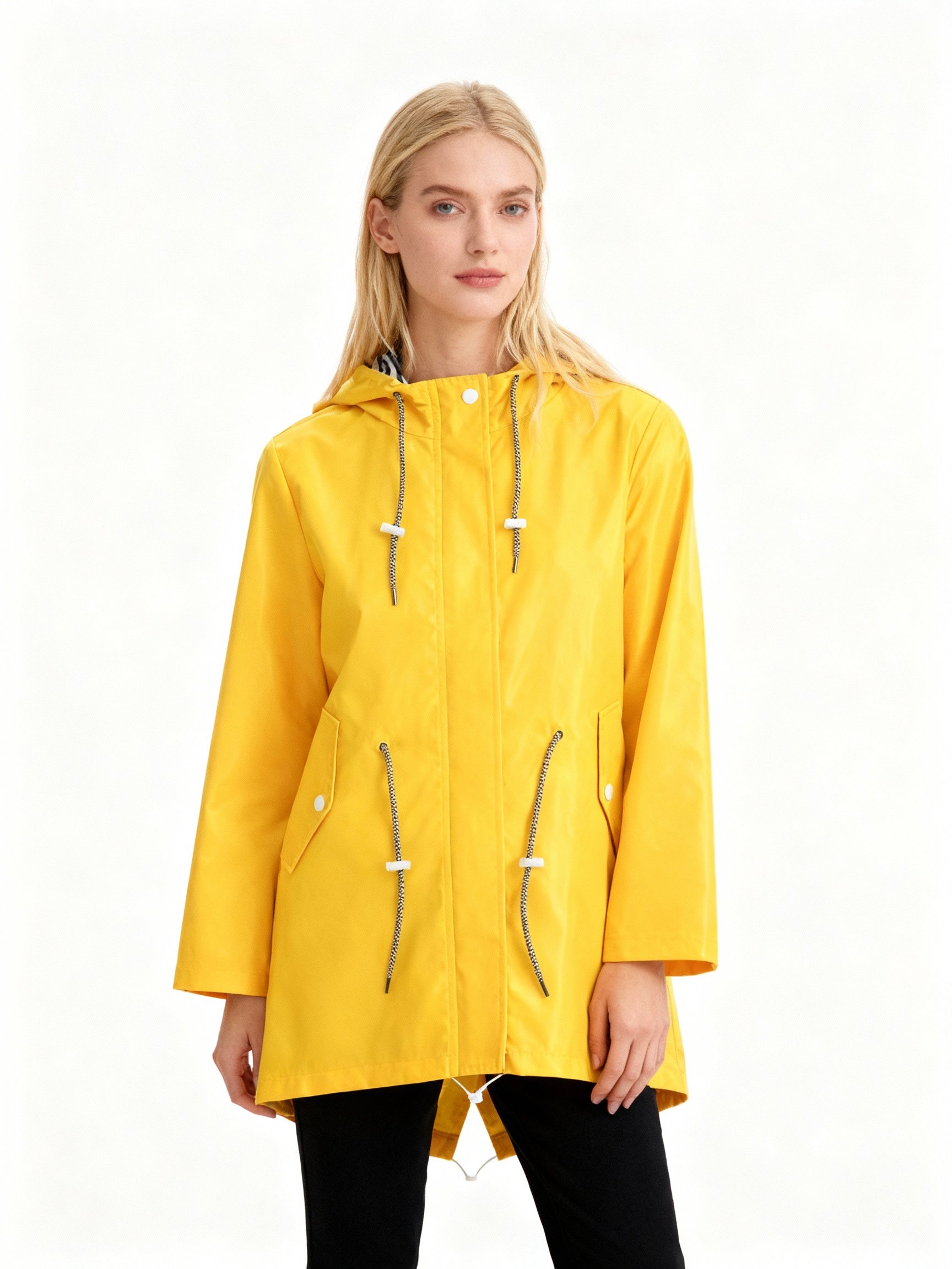Women's Hooded Parka Coat with Adjustable Waist — Weatherproof Outerwear for Spring & Autumn | Koossa
