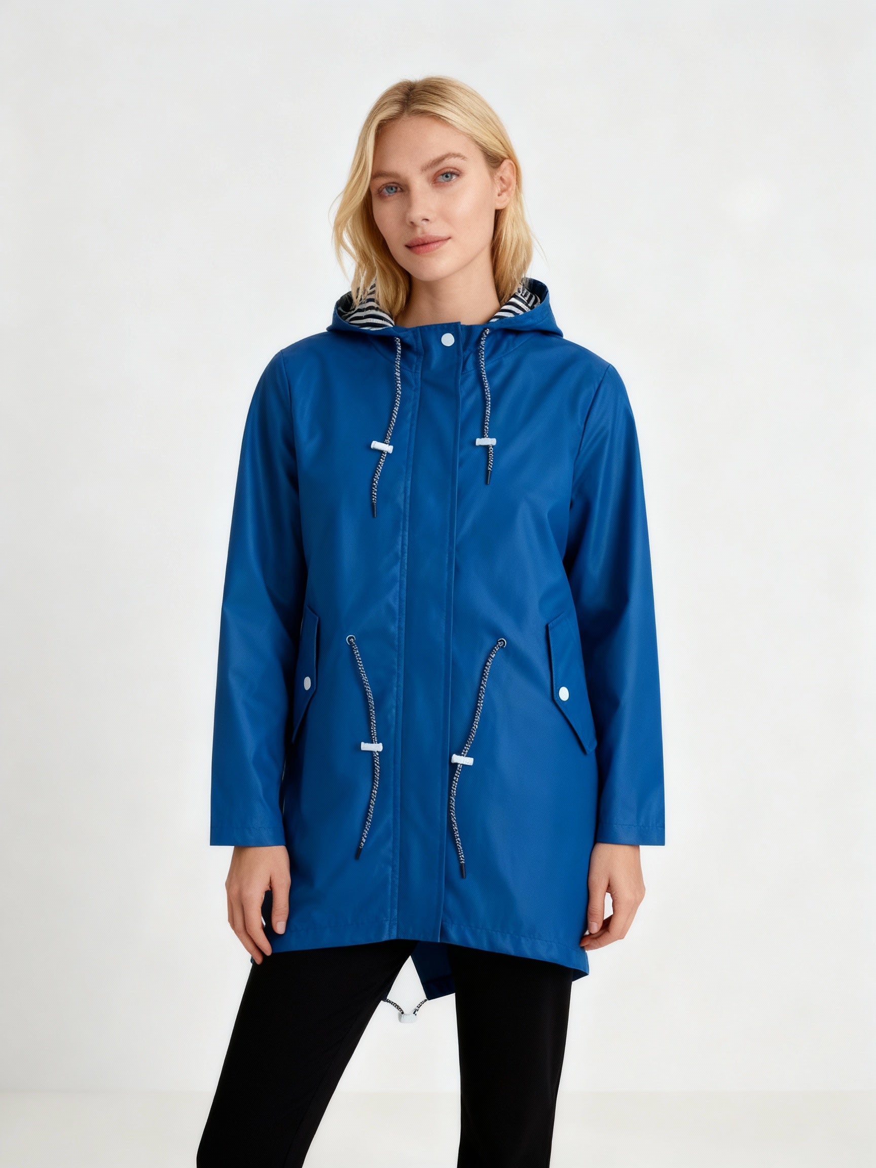 Women's Hooded Parka Coat with Adjustable Waist — Weatherproof Outerwear for Spring & Autumn | Koossa
