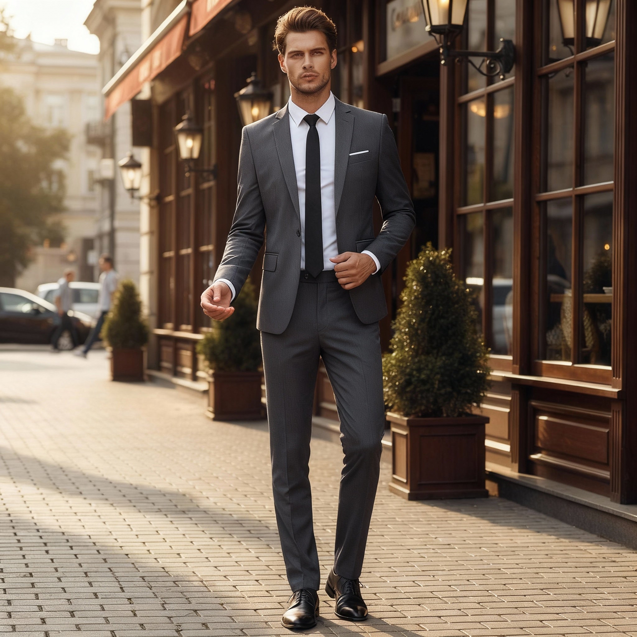 Men's Navy Slim-Fit Three-Piece Suit — Tailored Blazer, Waistcoat & Trousers for Business & Formal Occasions | Koossa