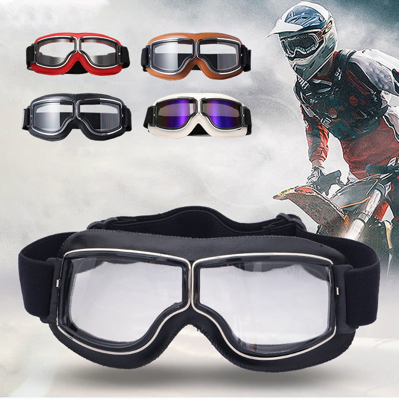 Retro Aviator Riding Goggles with Padded Foam Seal - Fits Over Prescription Glasses - UV Protection for Motorcycles & Outdoor Sports | Lonoma