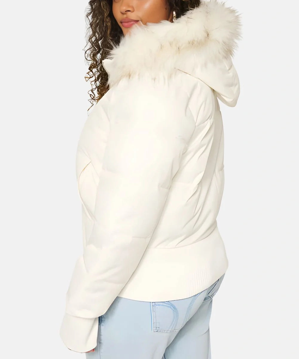 Women's Quilted Winter Puffer Jacket with Detachable Faux Fur Hood — Insulated Warm Coat for Autumn & Winter | Koossa