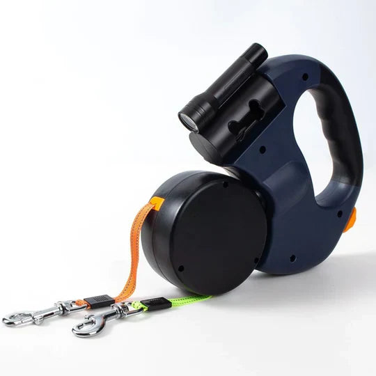 Dog Lead Double Retractable 3m Dual Leash 360° Swivel Two Dogs Tangle-Free LED Light Night Walking | Koossa