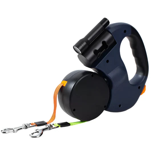 Dog Lead Double Retractable 3m Dual Leash 360° Swivel Two Dogs Tangle-Free LED Light Night Walking | Koossa