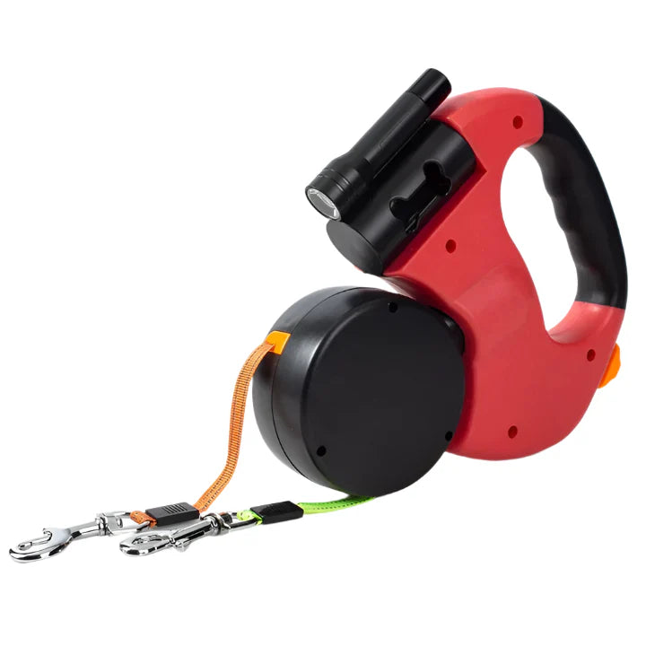 Dog Lead Double Retractable 3m Dual Leash 360° Swivel Two Dogs Tangle-Free LED Light Night Walking | Koossa