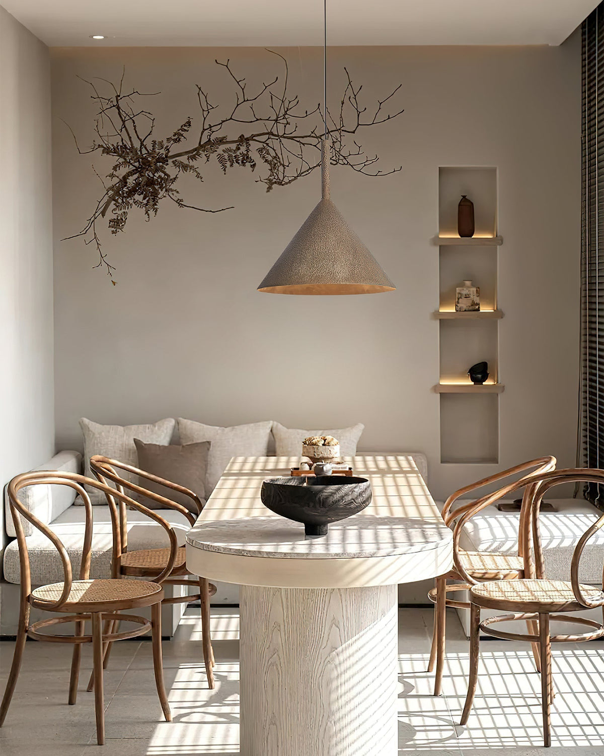 Hammered Iron Pendant Light, 18 in Cone Shade, Aged Bronze Adjustable Hanging Fixture for Dining Table, Kitchen Island & Entryway | Lonoma