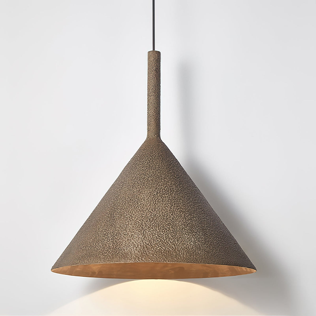 Hammered Iron Pendant Light, 18 in Cone Shade, Aged Bronze Adjustable Hanging Fixture for Dining Table, Kitchen Island & Entryway | Lonoma