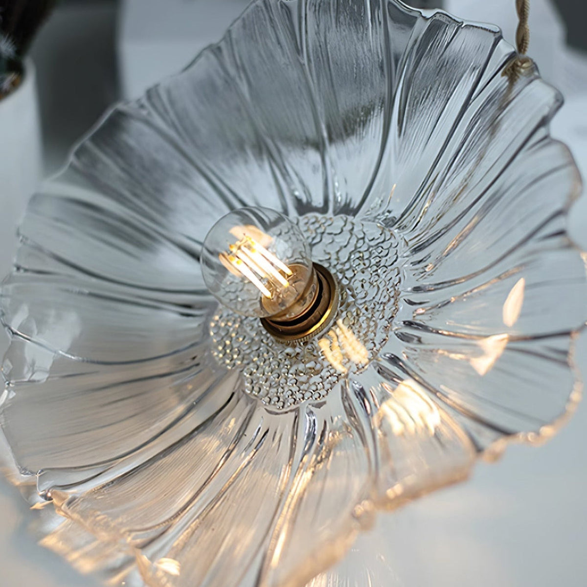 Floral Glass Flush Mount or Drop Ceiling Light with Brass Accents – Clear, Green or Pink Petal Shades for Bedroom, Dining Room | Lonoma