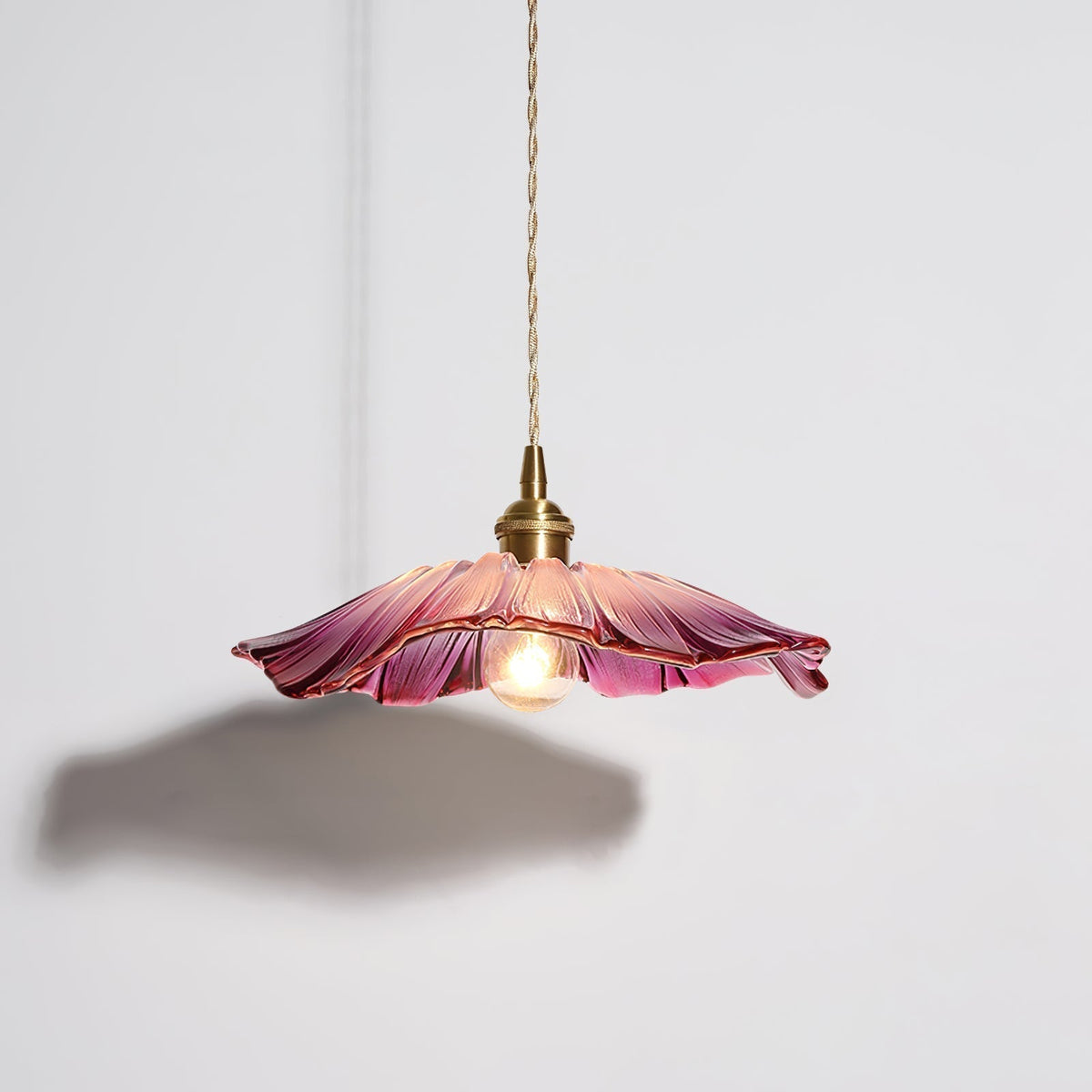 Floral Glass Flush Mount or Drop Ceiling Light with Brass Accents – Clear, Green or Pink Petal Shades for Bedroom, Dining Room | Lonoma