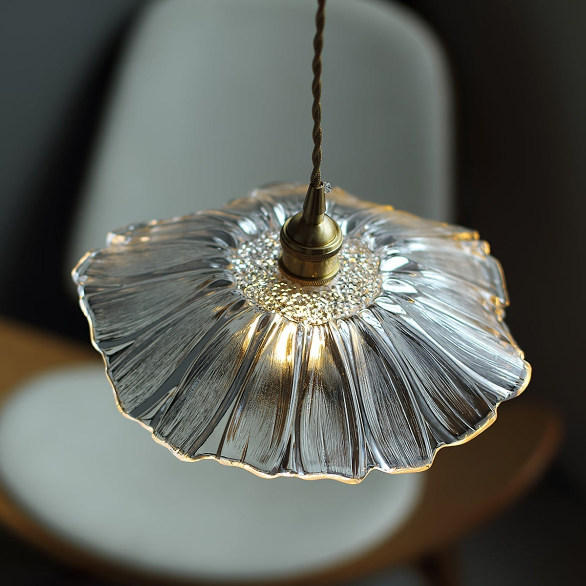 Floral Glass Flush Mount or Drop Ceiling Light with Brass Accents – Clear, Green or Pink Petal Shades for Bedroom, Dining Room | Lonoma