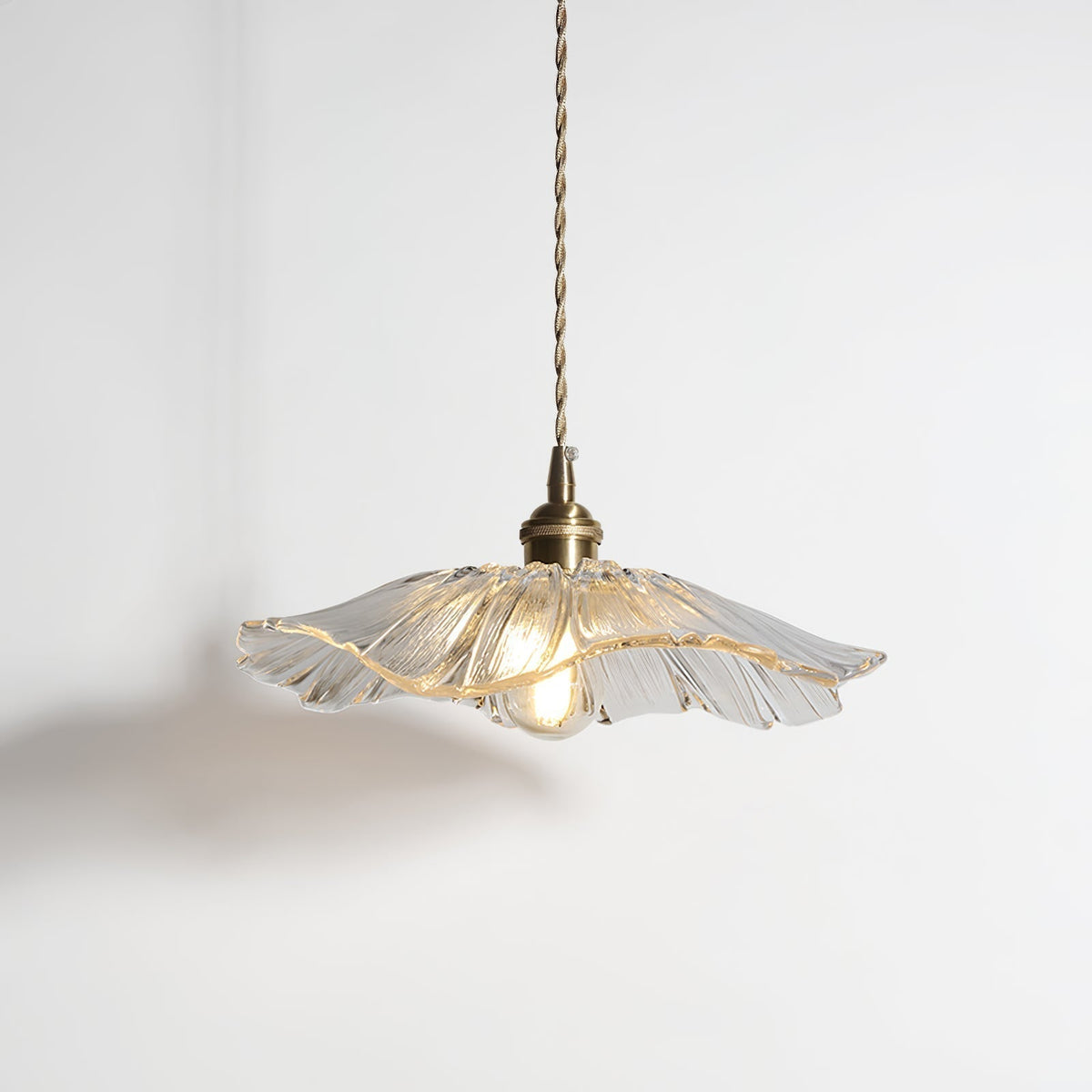 Floral Glass Flush Mount or Drop Ceiling Light with Brass Accents – Clear, Green or Pink Petal Shades for Bedroom, Dining Room | Lonoma