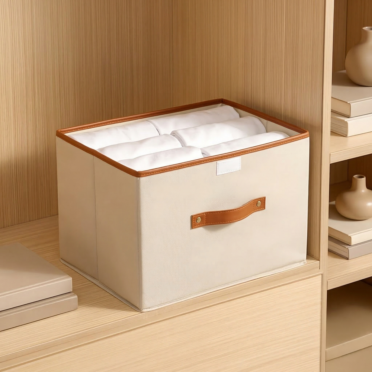 Foldable Storage Bin with Lid, Oxford Fabric Closet Organizer with Handles for Clothes, Toys, Linens & Bedroom Accessories | Lonoma