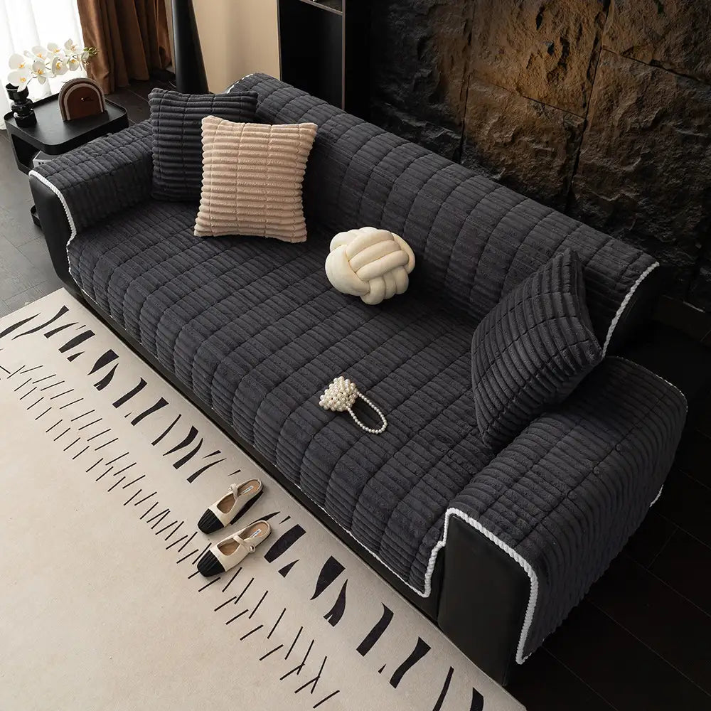 Sofa Cover Flannel Quilted Non-Slip One-Piece Pet Protection Washable Recliner Loveseat Large Sofa Couch Pad | Koossa