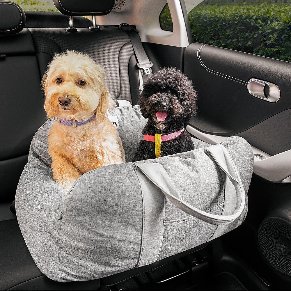 Dog Car Seat Bed Calming Raised Edges Non-Slip Safety Belt Small Medium Puppy Travel Booster Cushion Anti-Anxiety Carrier | Koossa