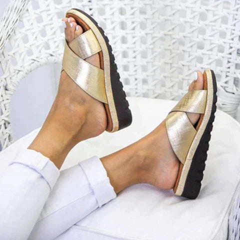 Contoured Footbed Sandals in Silver, Gold, Black, and Green for Everyday Comfort and Warm-Weather Style | Koossa