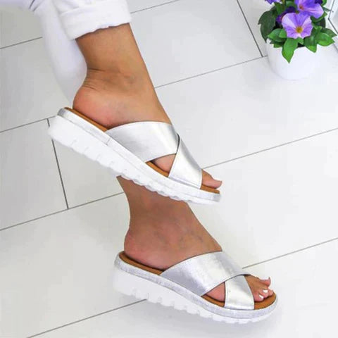 Contoured Footbed Sandals in Silver, Gold, Black, and Green for Everyday Comfort and Warm-Weather Style | Koossa
