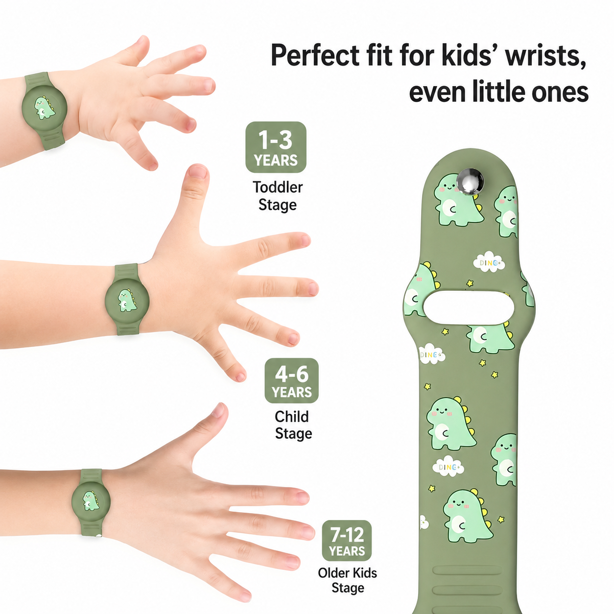 Bracelet Connecté Enfant Compatible AirTag Silicone Ajustable Sécurité Traçabilité École Parc Vacances | Koossa