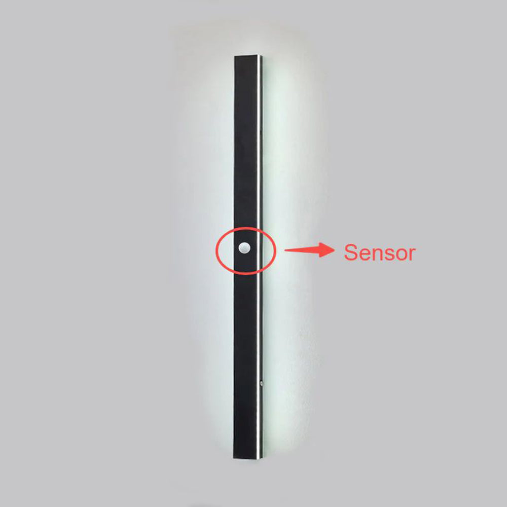 Applique murale LED extérieure verticale noire aluminium IP65 30–200 cm façade jardin allée éclairage moderne | Koossa