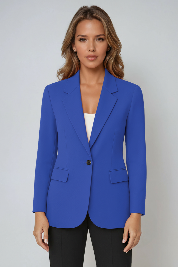 Women's Single-Breasted Tailored Blazer with Notched Lapel in Seven Colours | Koossa