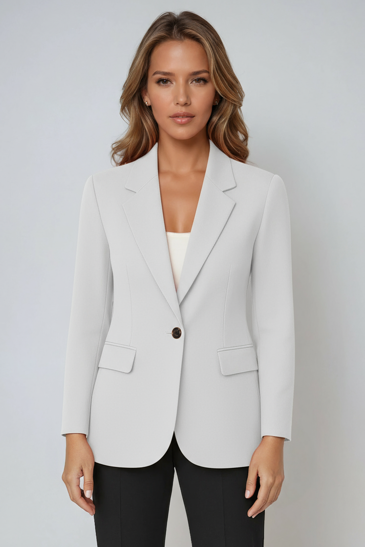 Women's Single-Breasted Tailored Blazer with Notched Lapel in Seven Colours | Koossa