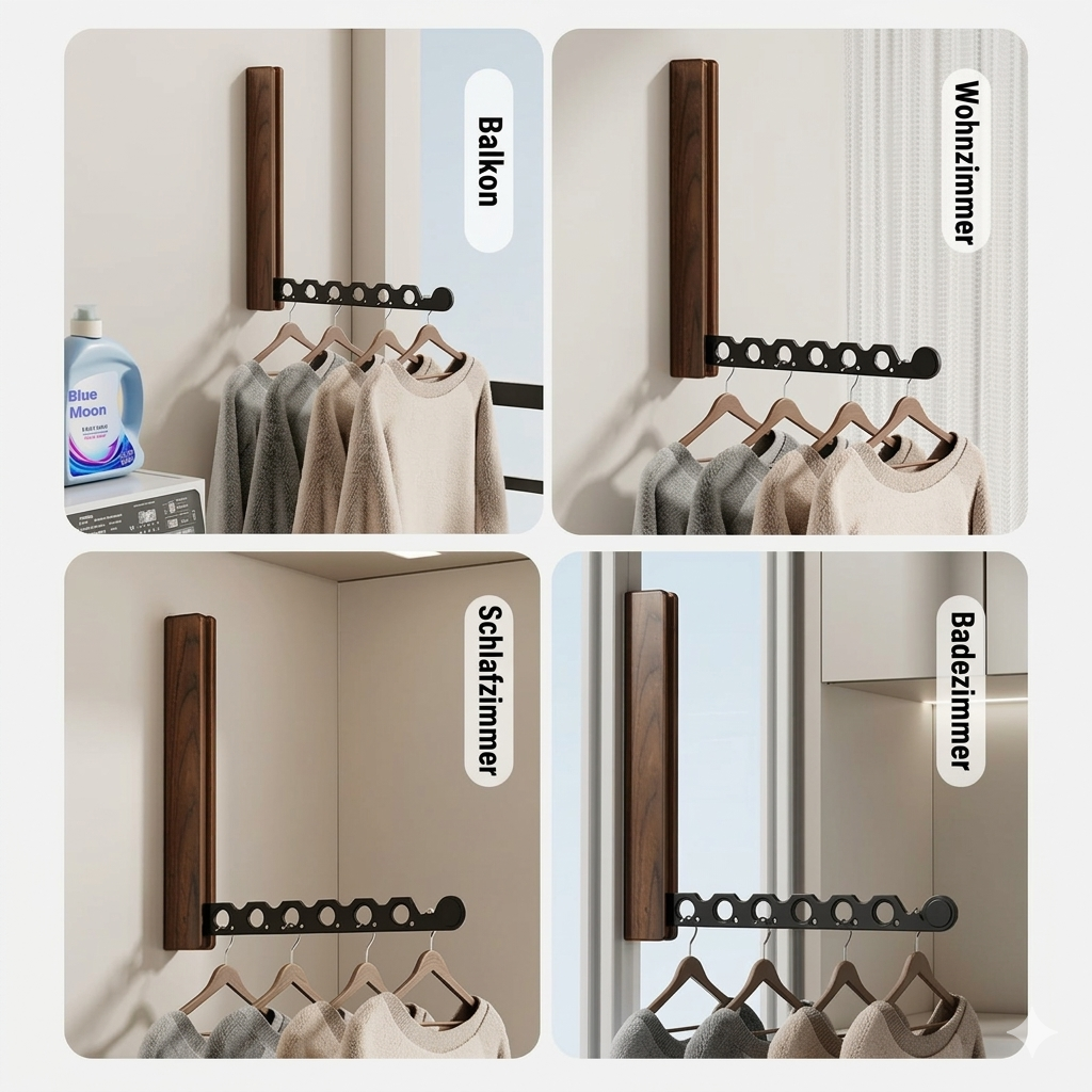 Wall-Mounted Folding Coat Rack Wood Space-Saving Hook Organizer for Entryway Bedroom Guest Room 12.4 × 10.6 in Collapsible Clothes Hanger | Lonoma