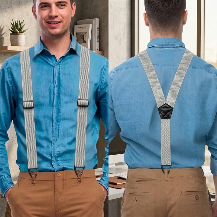 Bretelles Homme Réglables à Crochets Métal – 3,8 cm – Dos en X ou Y – Élégance et Confort au Quotidien | Koossa
