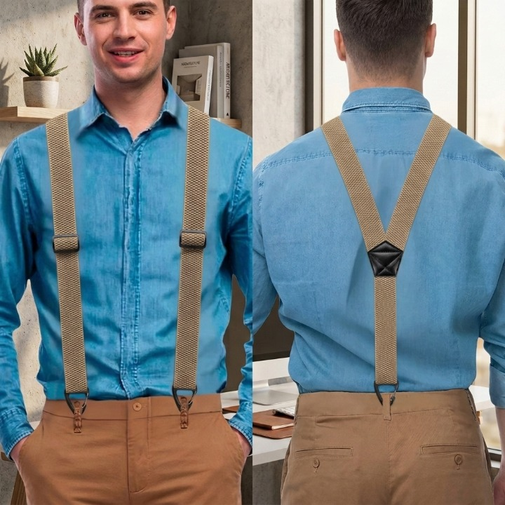 Bretelles Homme Réglables à Crochets Métal – 3,8 cm – Dos en X ou Y – Élégance et Confort au Quotidien | Koossa