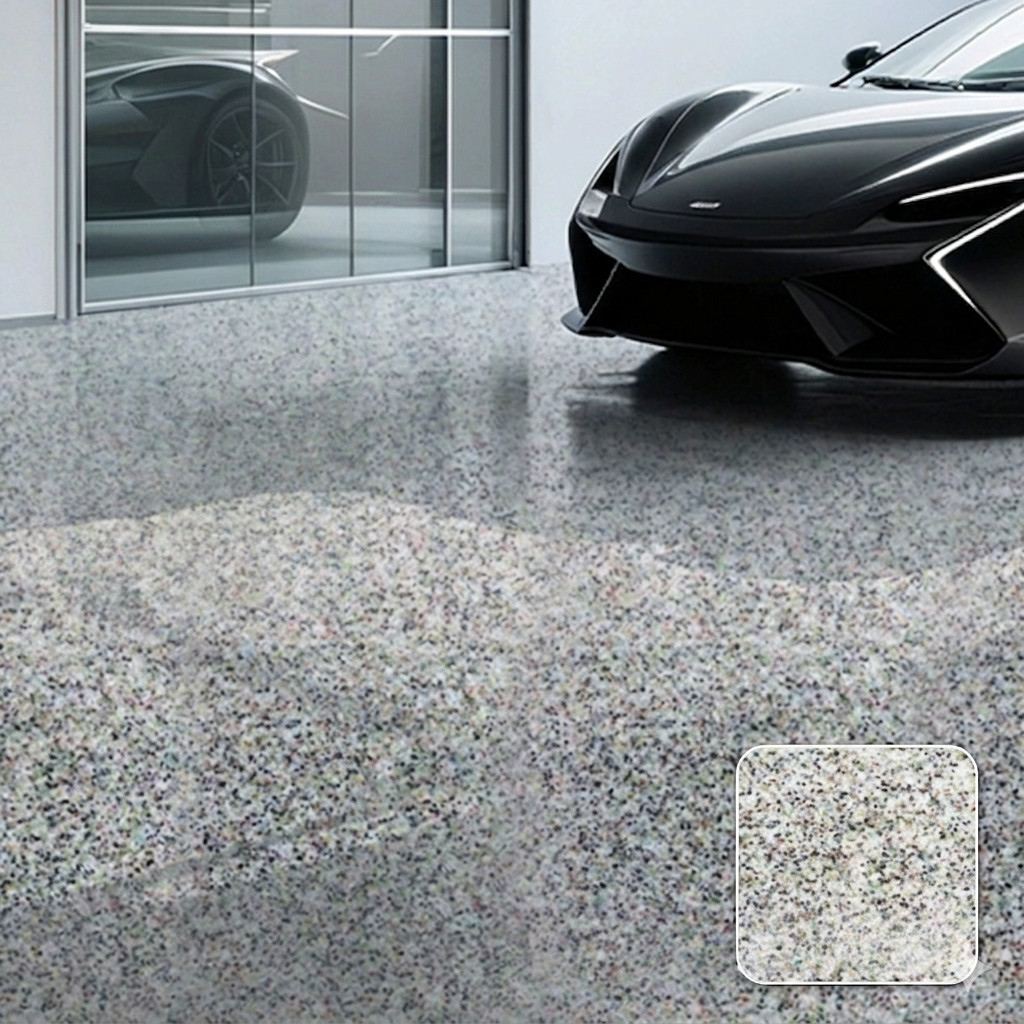 High-Gloss Marble-Effect Epoxy Floor Coating for Concrete & Tile, Waterproof Protective Finish 19 oz | Lonoma