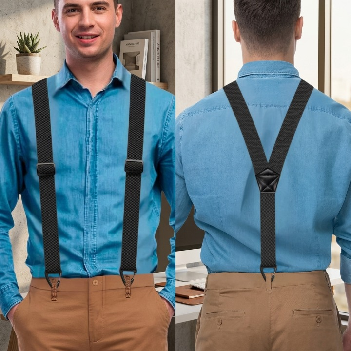 Bretelles Homme Réglables à Crochets Métal – 3,8 cm – Dos en X ou Y – Élégance et Confort au Quotidien | Koossa
