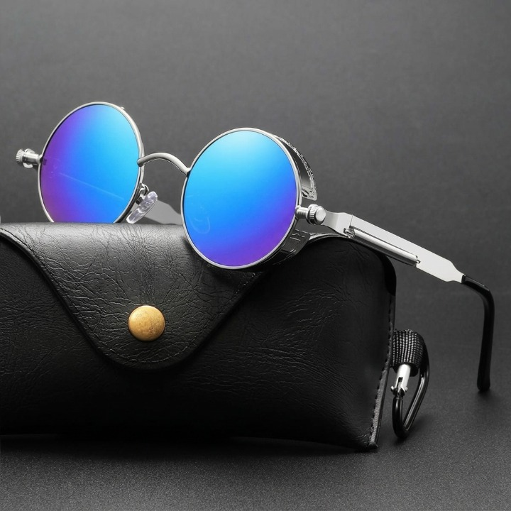 Polarized Round Sunglasses UV400 Metal Frame Vintage Gothic Industrial Style for Men & Women, Driving, Travel, Everyday Outdoor Wear | Lonoma