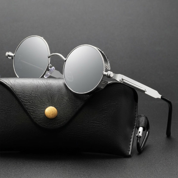 Polarized Round Sunglasses UV400 Metal Frame Vintage Gothic Industrial Style for Men & Women, Driving, Travel, Everyday Outdoor Wear | Lonoma
