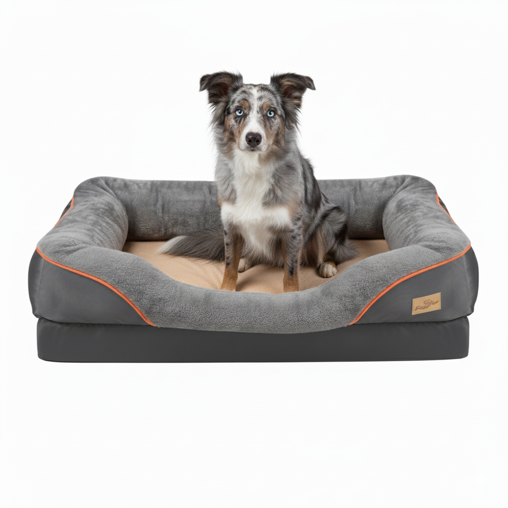 Orthopedic Dog Bed Nest Bolster Washable Grey Orange Large XL 2XL 3XL Joint Support Memory Foam Dog Sofa Bed Removable Cover | Koossa