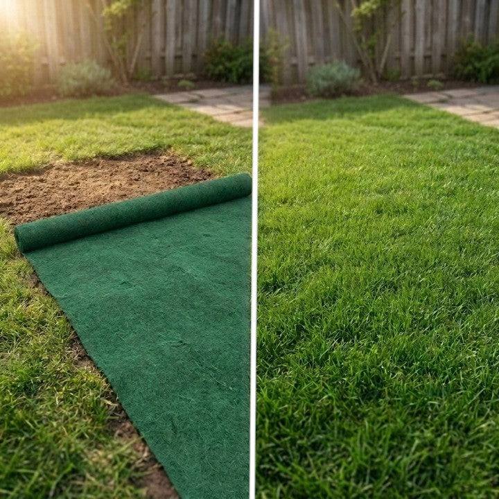 Biodegradable Grass Seed Mat 118 × 7.9 in for Lawn Bare Spot Repair Erosion Control Roll-Out Turf Restoration Eco-Friendly Garden Seeding | Lonoma
