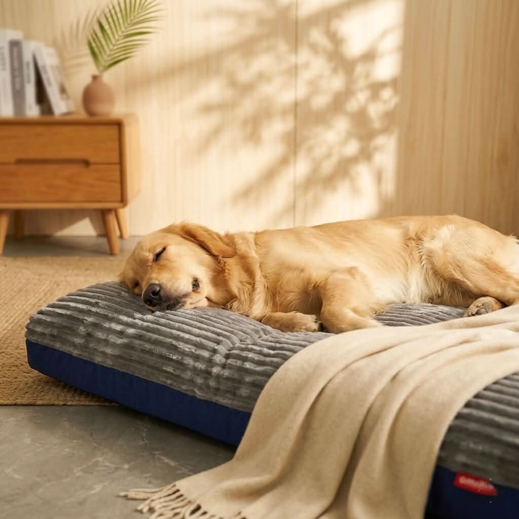 Dog Bed Orthopedic Memory Foam Flakes Washable Cover Anti-Slip Joint Support Senior Pets | Koossa
