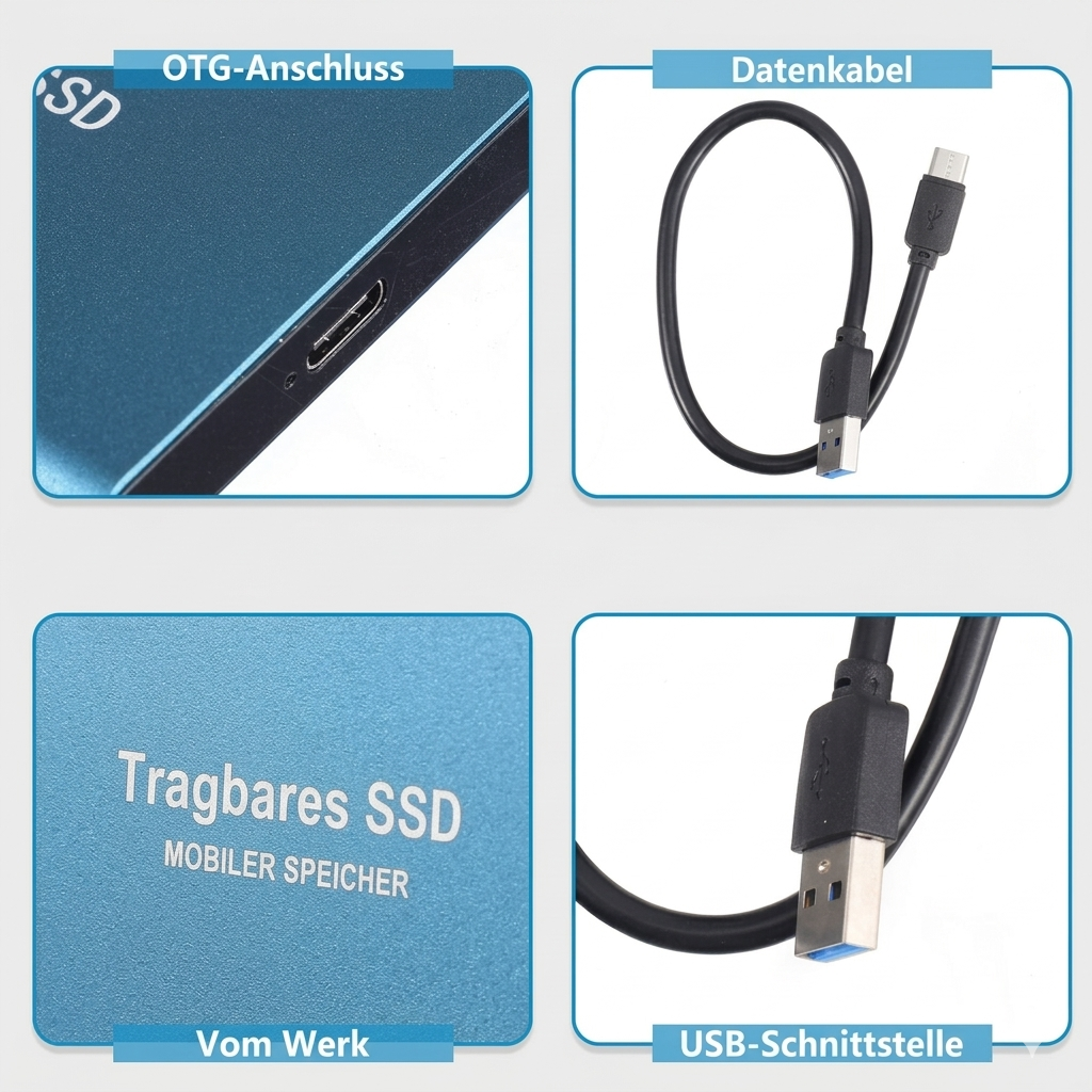 Disque SSD Externe 2 To Ultrarapide Compact Aluminium PC Laptop Photo Vidéo Stockage Mobile Plug-and-Play | Koossa