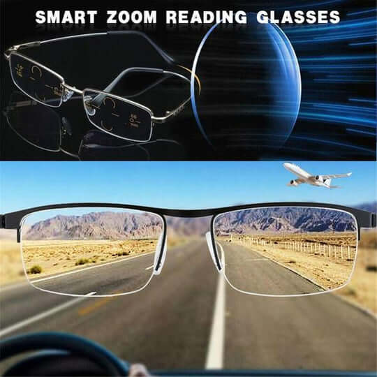 Progressive Multi-Focus Reading Glasses in Black — Adaptive Vision Eyewear for Reading, Driving & Everyday Wear | Koossa