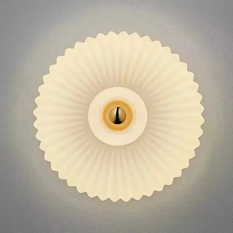 Applique Murale Verre Ambré Cannelé Coquille Dorée Luminaire Décoratif Salon Chambre Intérieur Élégant | Koossa