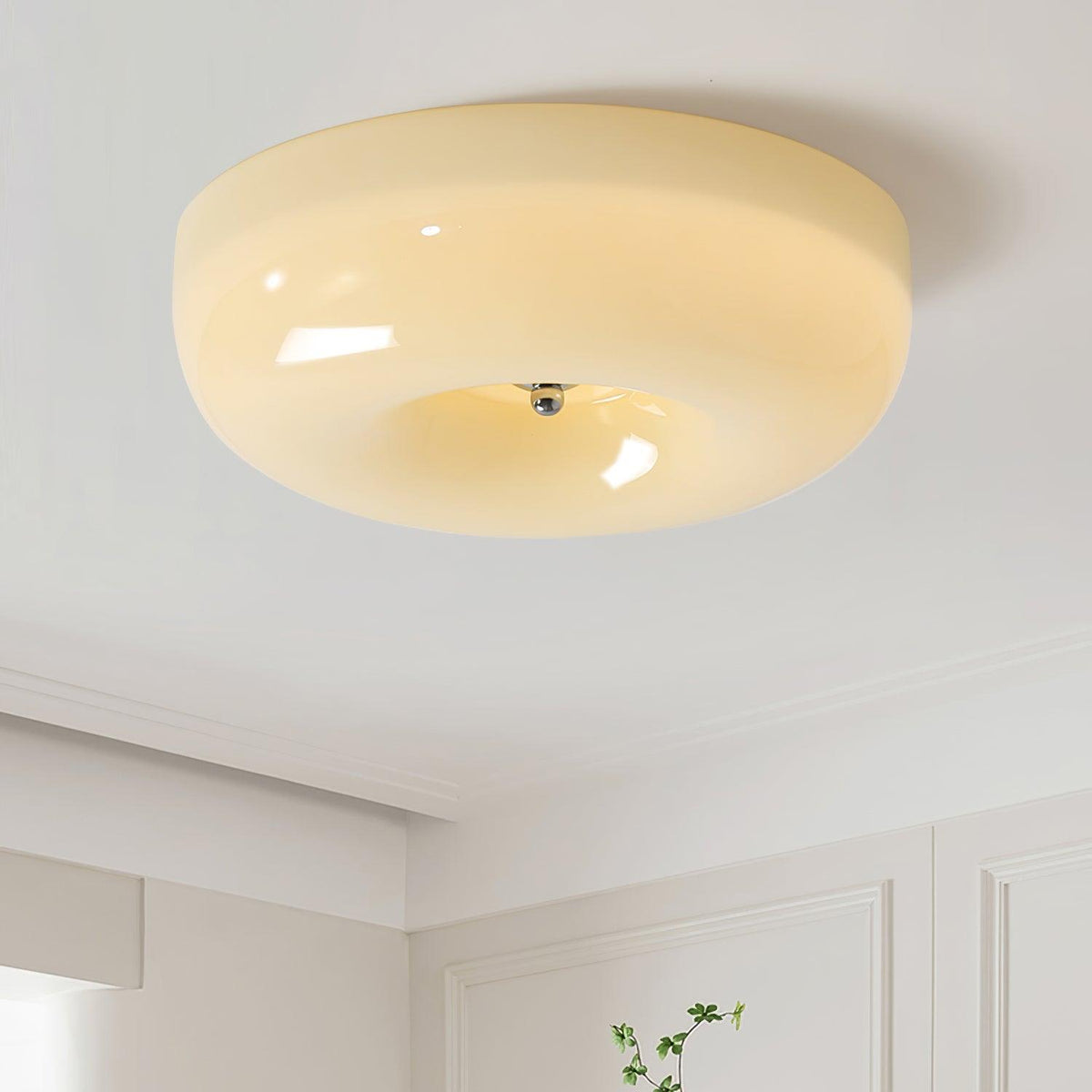 Glass Button Ceiling Light Fixture, Round Flush Mount LED Lamp for Bedroom, Kitchen, Hallway, Integrated Modern Overhead Lighting | Lonoma