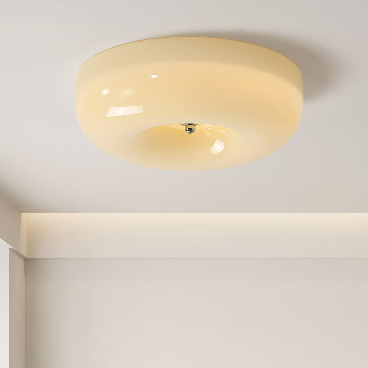 Glass Button Ceiling Light Fixture, Round Flush Mount LED Lamp for Bedroom, Kitchen, Hallway, Integrated Modern Overhead Lighting | Lonoma
