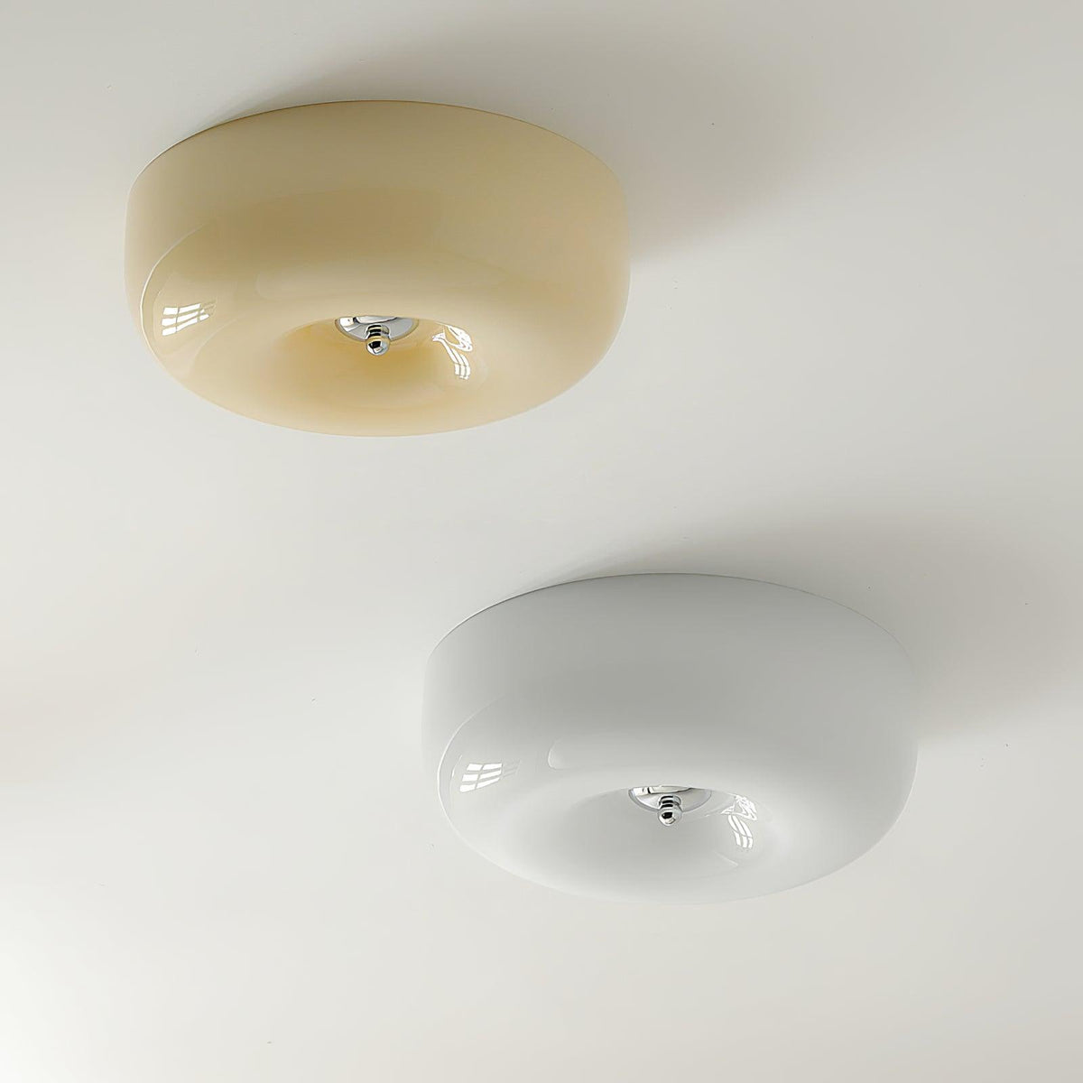 Glass Button Ceiling Light Fixture, Round Flush Mount LED Lamp for Bedroom, Kitchen, Hallway, Integrated Modern Overhead Lighting | Lonoma