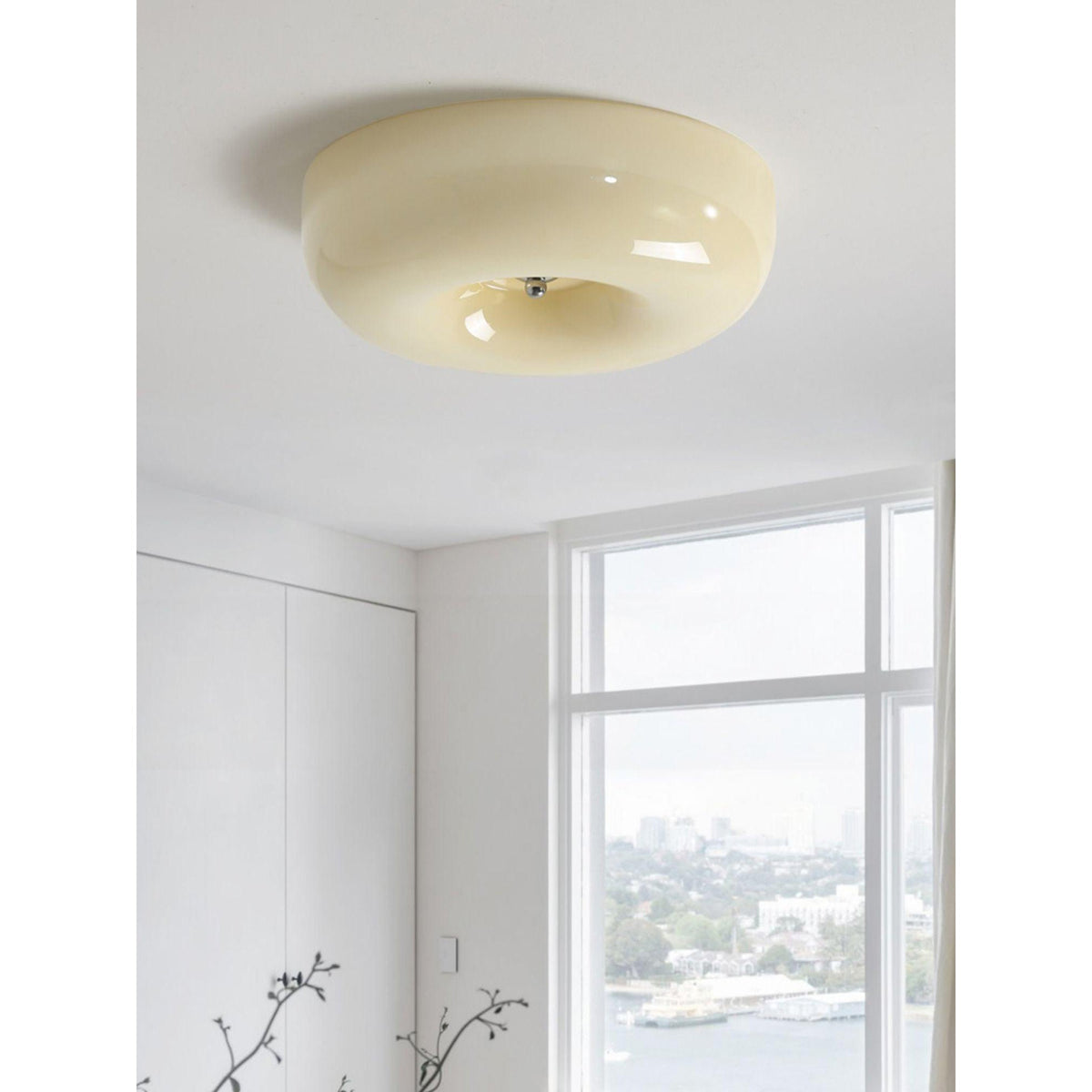Glass Button Ceiling Light Fixture, Round Flush Mount LED Lamp for Bedroom, Kitchen, Hallway, Integrated Modern Overhead Lighting | Lonoma