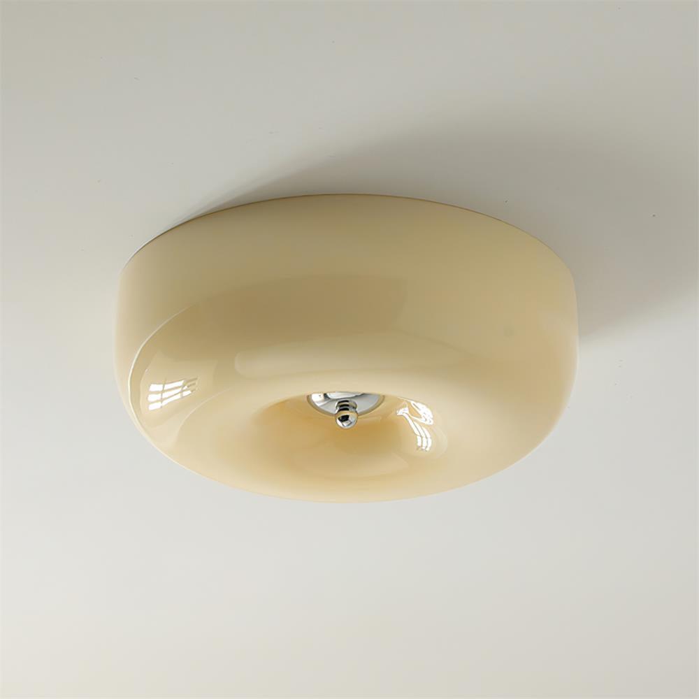 Glass Button Ceiling Light Fixture, Round Flush Mount LED Lamp for Bedroom, Kitchen, Hallway, Integrated Modern Overhead Lighting | Lonoma