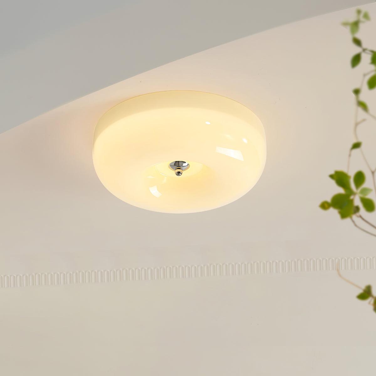 Glass Button Ceiling Light Fixture, Round Flush Mount LED Lamp for Bedroom, Kitchen, Hallway, Integrated Modern Overhead Lighting | Lonoma