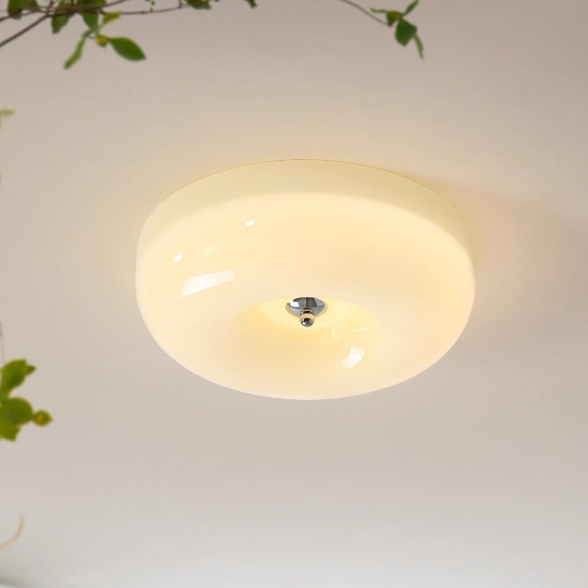 Glass Button Ceiling Light Fixture, Round Flush Mount LED Lamp for Bedroom, Kitchen, Hallway, Integrated Modern Overhead Lighting | Lonoma