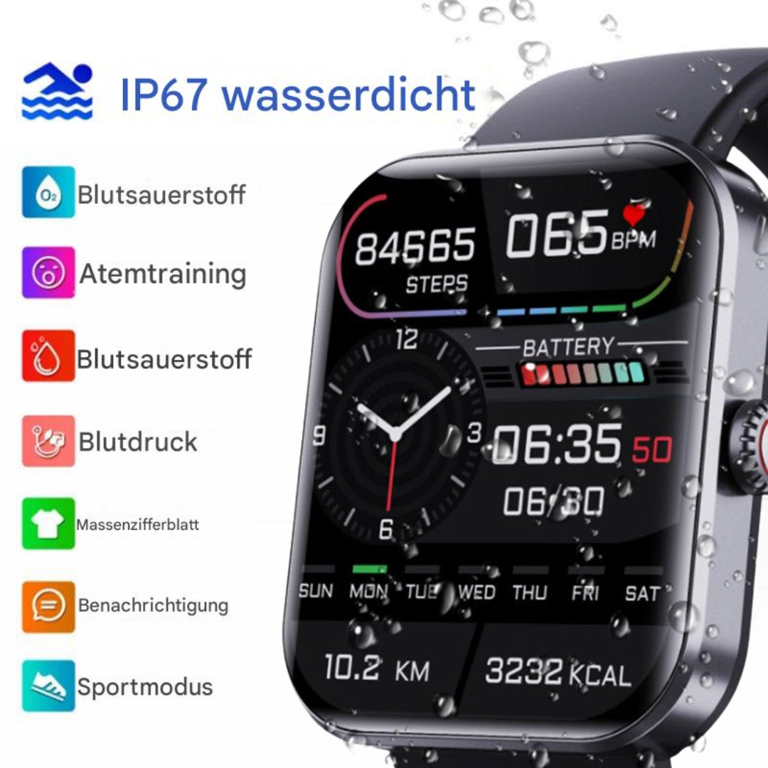 Non-Invasive Glucose Monitoring Smartwatch — Health Tracker with Heart Rate & Blood Pressure for Wellness | Koossa