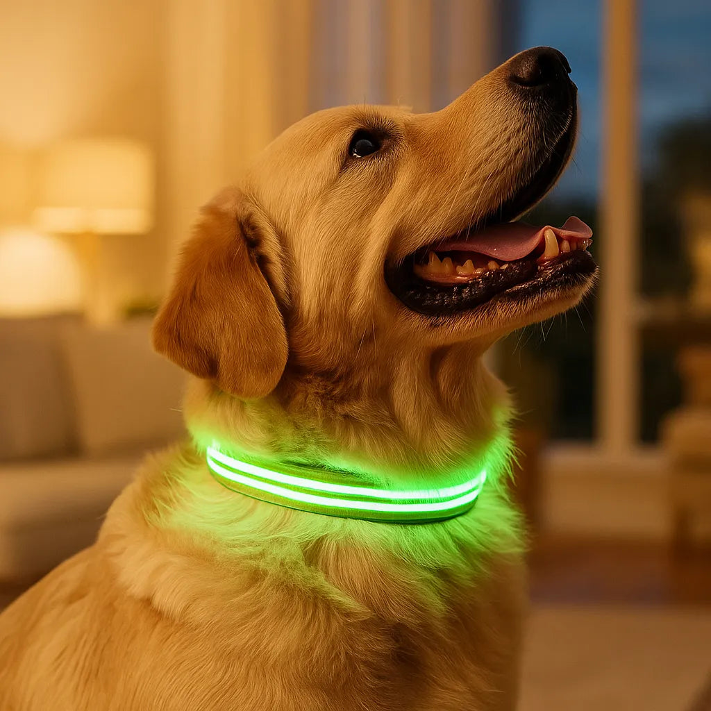 LED Dog Collar USB Rechargeable Nylon Reflective Waterproof Night Safety XS XL Adjustable Pet Collar Visibility Walking | Koossa