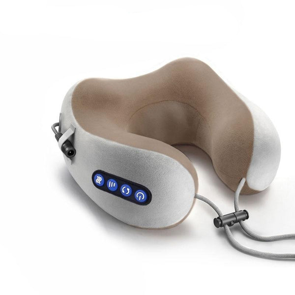 Rechargeable Heated Neck & Shoulder Massage Cushion — Ergonomic Relief Pillow with Vibration & Kneading | Koossa