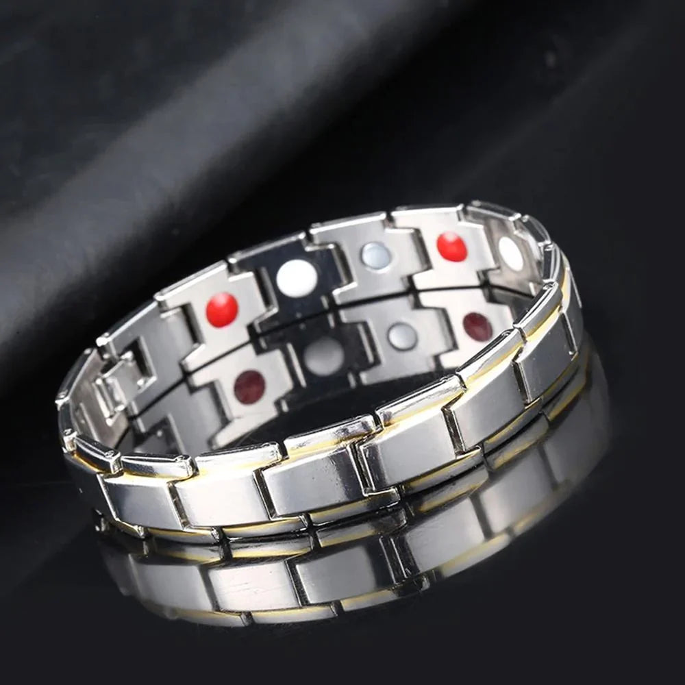 Bracelet Magnétique Hématite Acier Inoxydable Unisexe Étanche Fermoir Crochet Ajustable Élégant Minimaliste | Koossa