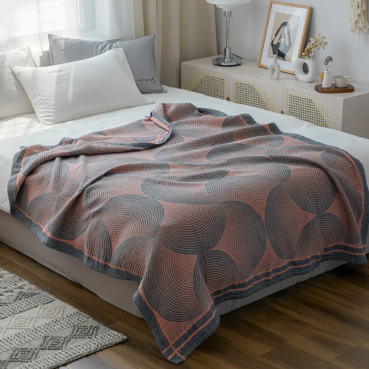 Cotton Muslin Summer Blanket Lightweight Throw 4-Layer Gauze Bedspread for Couch Sofa Bed Queen King Size 59×79 or 79×90 Inch | Lonoma